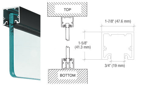 CRL Wide U-Channel with Top Load Roll-In Glazing Gasket for 3/8" and 1/2" Glass - 120" Length
