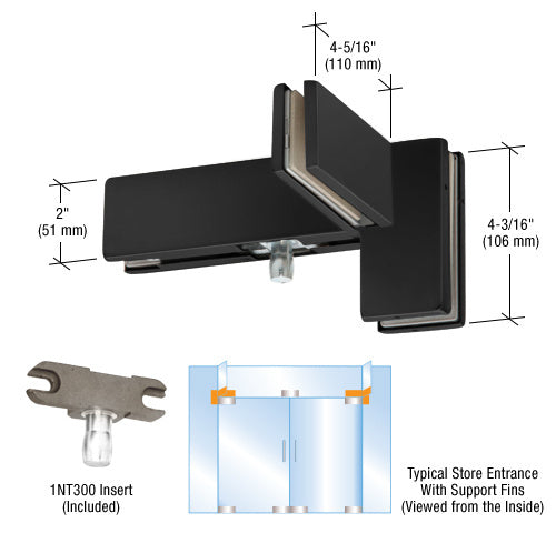 DORMAKABA® Left Hand Sidelite Mounted Transom Patch Fitting with Support Fin Bracket