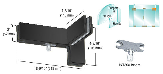 CRL Left Hand Sidelite Transom Patch with Support Fin Bracket and 1NT300 Insert