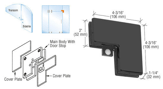 CRL Sidelite Mounted Transom Patch with Reversible Door Stop