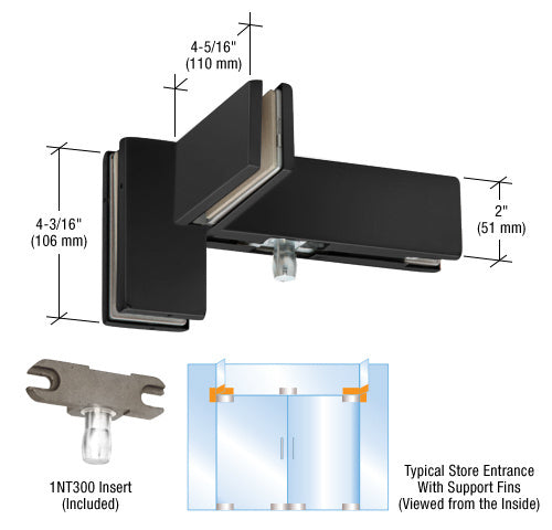 DORMAKABA® Right Hand Sidelite Mounted Transom Patch Fitting with Support Fin Bracket