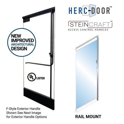 FHC Dummy Handle "F" Exterior Full Height Pull Handle LHR Swing 4 Top Rail Mount - Matte Black