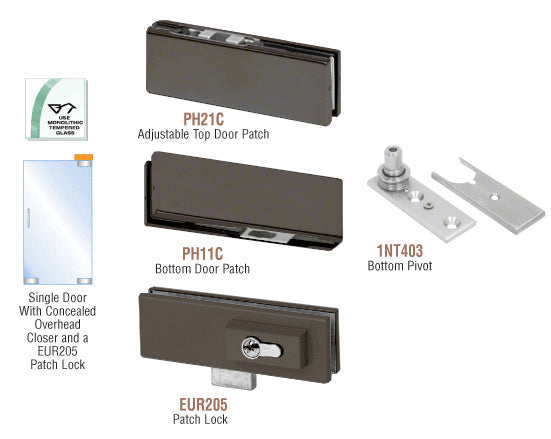 CRL European Patch Door Kit for Use with Overhead Door Closer - With Lock