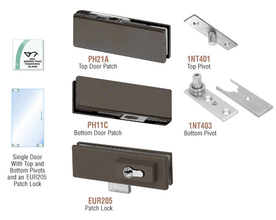 CRL European Patch Door Kit - With Lock