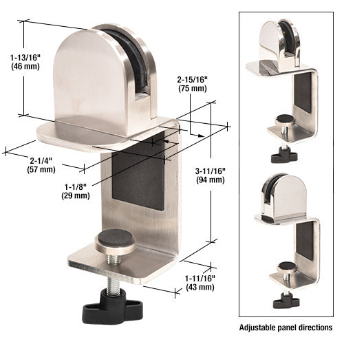 CRL Stainless Round 3" C-Clamp for 3/8" Acrylic or Glass