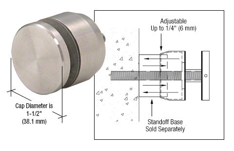 CRL Adjustable Height Standoff Cap for 1-1/4" Base
