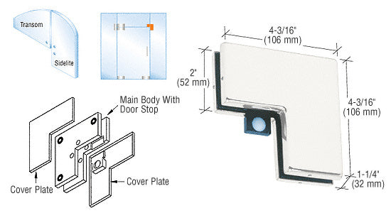 CRL Sidelite Mounted Transom Patch with Reversible Door Stop