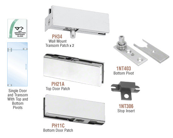 CRL European Patch Door Kit for Use with Fixed Transom - Without Lock