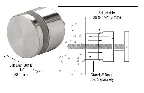CRL Adjustable Height Standoff Cap for 1-1/4" Base