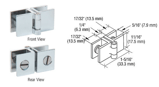 CRL Small Glass-to-Glass Out-Swing Set Screw Hinge