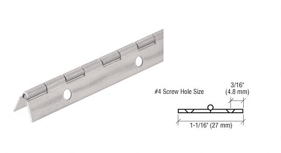 CRL Nickel on Steel Piano Hinge with 1-1/16" Open Width