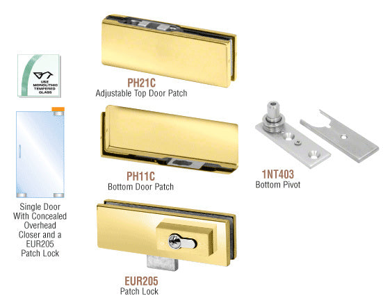 CRL European Patch Door Kit for Use with Overhead Door Closer - With Lock