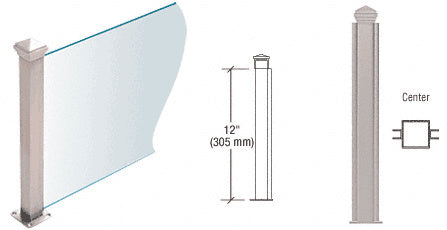 CRL Brushed Stainless 12" High 1-1/2" Square PP44 Plaza Series Counter/Partition Center Post