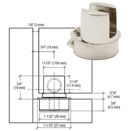 CRL Beretta Barrel Glass Door Hinge