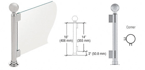 CRL 16" Round PP04 Elegant Series Counter/Partition Corner Post With Air Space