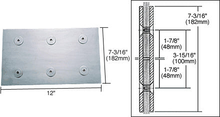 CRL 316 Brushed Stainless 12" Fin Splice Fitting for 3/4" Glass