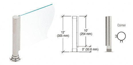 CRL Brushed Stainless 12" Round PP01 Elegant Series Counter/Partition Corner Post With Air Space