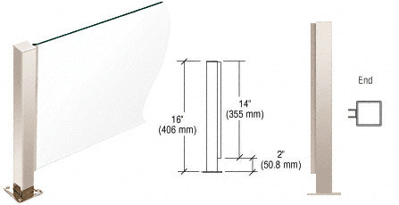 CRL 16" High 1-1/2" Square PP41 Plaza Series Counter/Partition End Post With Air Space