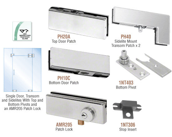 CRL North American Patch Door Kit for Use with Fixed Transom and Two Sidelites - With Lock