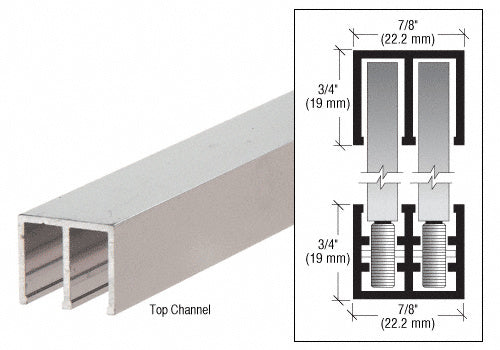 CRL Polished Aluminum Finish Rollertrack Top Track 4 m Length, 21 mm Wide, 18 mm High