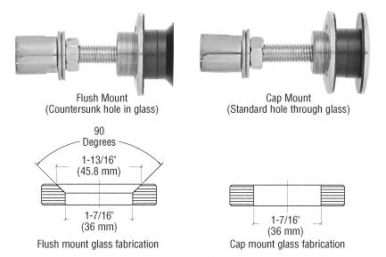 CRL 316 Steel Rigid Combination Fastener for 1/2" to 1-1/16" Tempered Glass