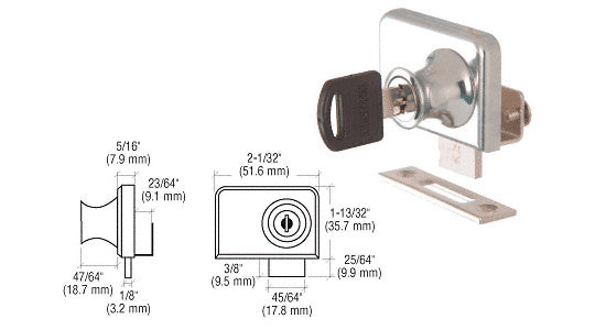 CRL Lock for 1/4" Cabinet Glass Door - Randomly Keyed