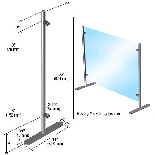 Round Portable Partition End Post, 36” (914 mm) Height x 1” (25 mm) Diameter