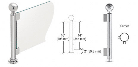 CRL 16" Round PP04 Elegant Series Counter/Partition Corner Post With Air Space