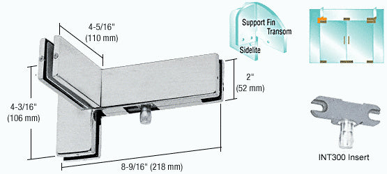 CRL Right Hand Sidelite Transom Patch with Support Fin Bracket and 1NT300 Insert