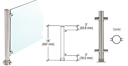 CRL Paint 18" High 1" Round PP56 Slimline Series Straight Front Counter/Partition Center Post