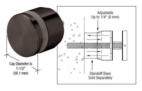 CRL Adjustable Height Standoff Cap for 1-1/4" Base