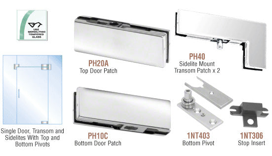 CRL North American Patch Door Kit for Use with Fixed Transom and Two Sidelites - Without Lock