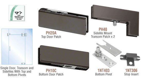 CRL North American Patch Door Kit for Use with Fixed Transom and Two Sidelites - Without Lock