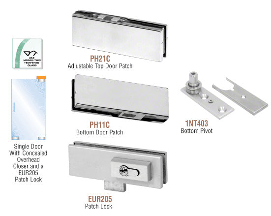 CRL European Patch Door Kit for Use with Overhead Door Closer - With Lock