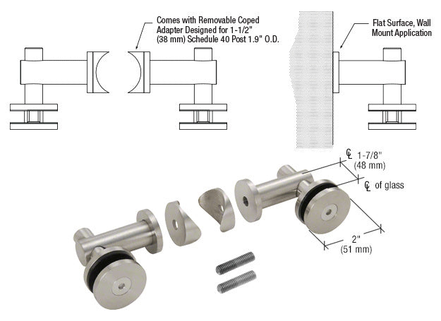 CRL 316 Double Arm Fixed Fitting Set for 1/2" Glass