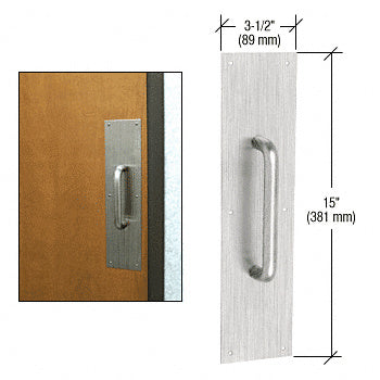 CRL 3/4" Diameter 8" Pull Handle with 3-1/2" x 15" Pull Plate