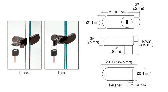 CRL Keyed Alike No-Drill Showcase Lock