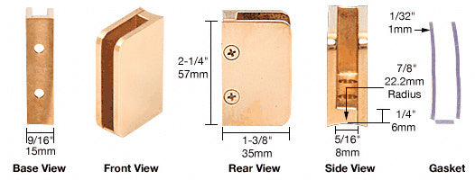 CRL 1/4" Closed Bottom Right Hand Radius Base Glass Clip