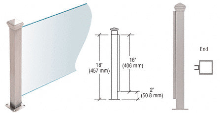 CRL Brushed Stainless 18" High 1-1/2" Square PP42 Plaza Series Counter/Partition End Post With Air Space