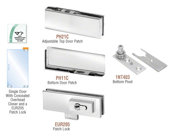 CRL European Patch Door Kit for Use with Overhead Door Closer - With Lock