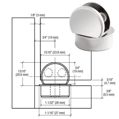 CRL Beretta Crescent Glass Door Hinge