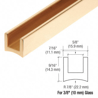 CRL 3/8" Radiused Back Brass U-Channel - 144"