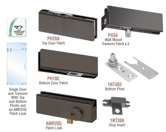 CRL North American Patch Door Kit for Use with Fixed Transom - With Lock