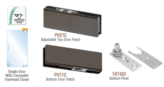 CRL European Patch Door Kit for Use with Overhead Door Closer - Without Lock