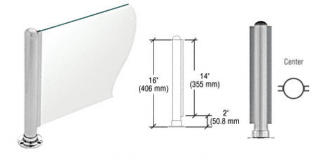 CRL Brushed Stainless 16" Round PP03 Elegant Series Counter/Partition Center Post With Air Space