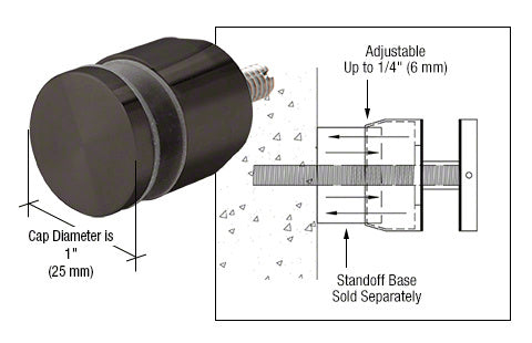 CRL Adjustable Height Standoff Cap for 3/4" Base