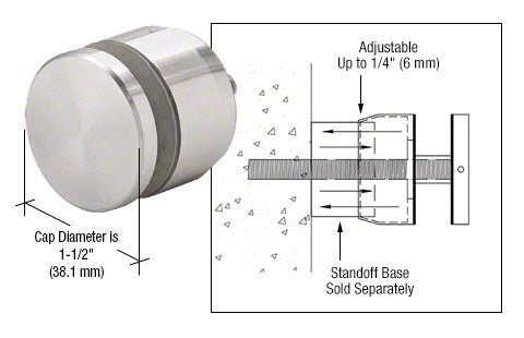 CRL Adjustable Height Standoff Cap for 1-1/4" Base