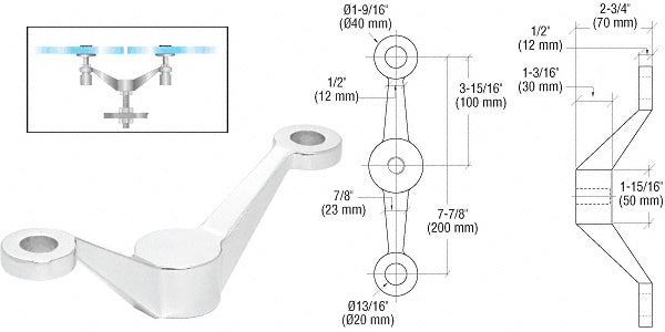 CRL Double Arm Heavy Duty Post or Column Mount Spider Fitting