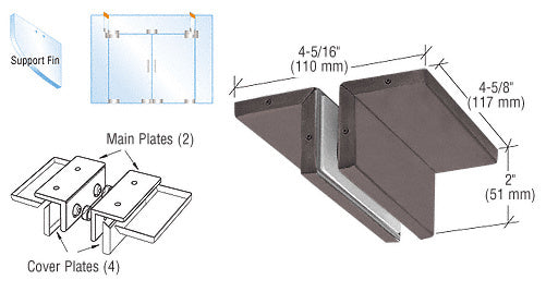 CRL Ceiling Mounted Support Fin Bracket Patch Fitting