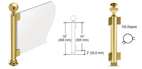 CRL 16" Round PP05 Elegant Series Counter/Partition 135 Degree Post with Air Space